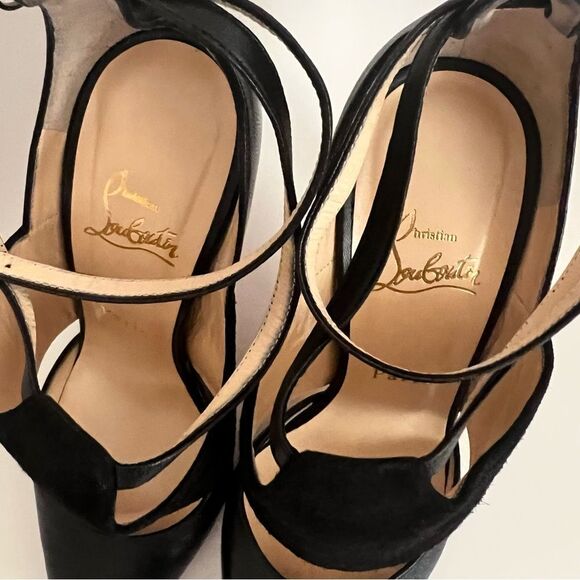 Christian Loboutin Trotter Banded Ankle-Wrap Pump  Black EU 38.5 EUC - Picture 9 of 11